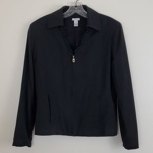 NWOT Leilei Black Silk Zip Up Jacket 6